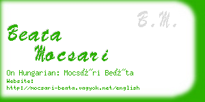 beata mocsari business card